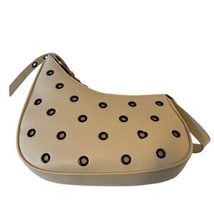 Awesome Edgy Beige Shoulder Bag with Gun Metal Accents.